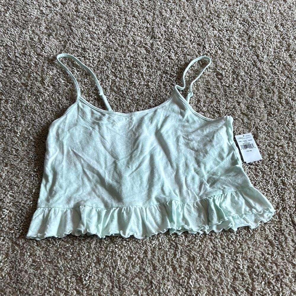American Eagle Outfitters Green Ruffled Crop Camisole